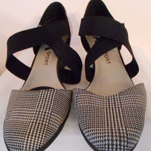 Anne Klein Sport Tara Black & White Checked Wedge Heel Dress Shoes-Size 9.5M-NEW - Picture 2 of 9